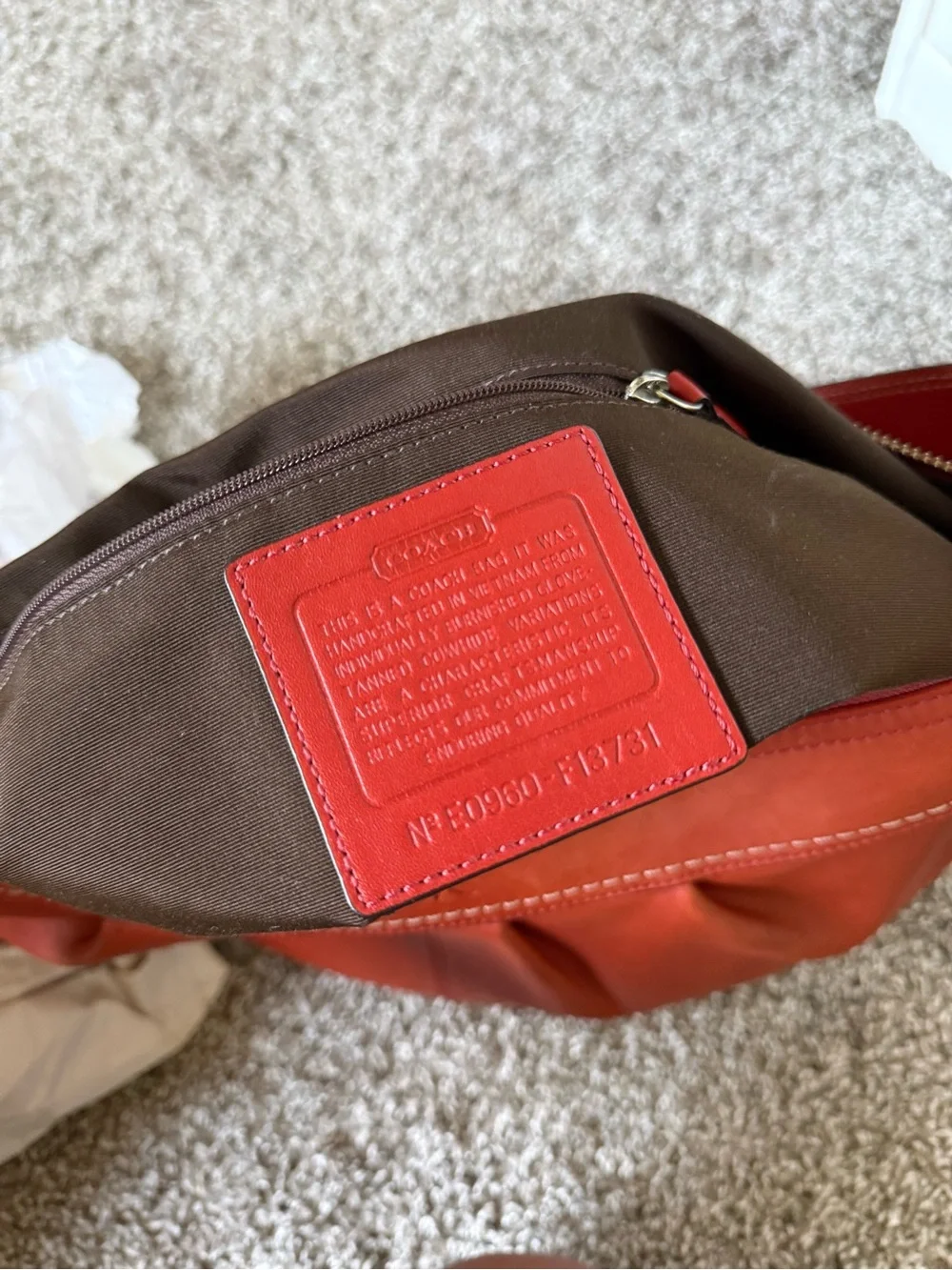 Coach Burnt orange Leather Hobo Bag with Silver Hardware